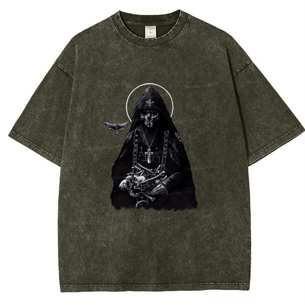 Holy Orthodox skull Snowflake Vintage Cotton T-Shirt