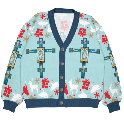 Orthodox Cross Ugly Cardigan Sweater