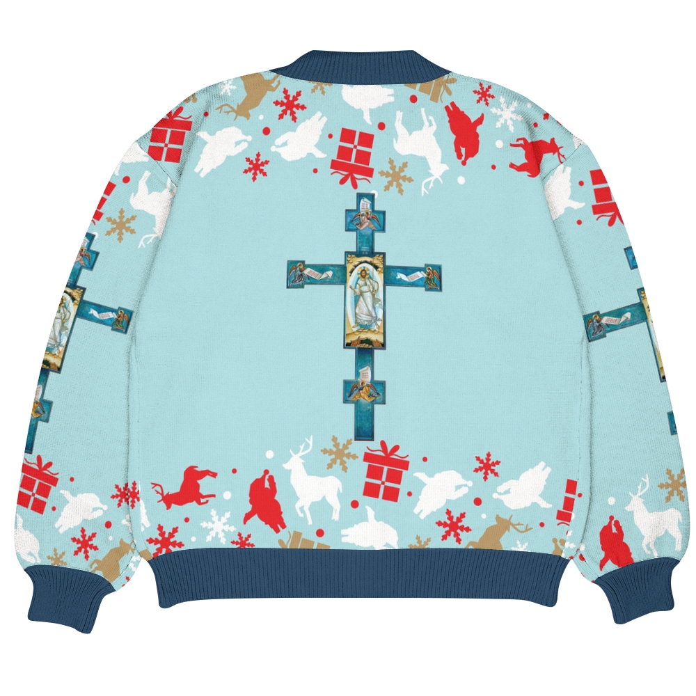 Orthodox Cross Ugly Cardigan Sweater