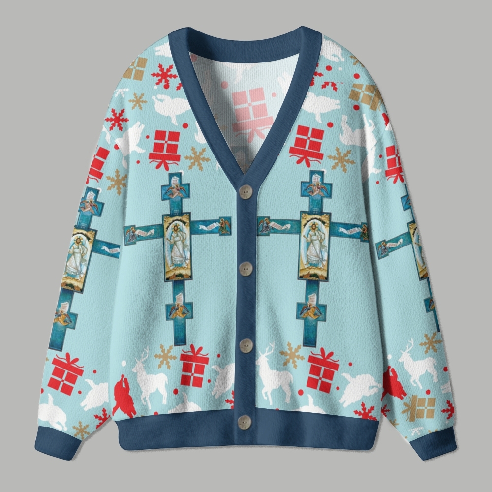 Orthodox Cross Ugly Cardigan Sweater