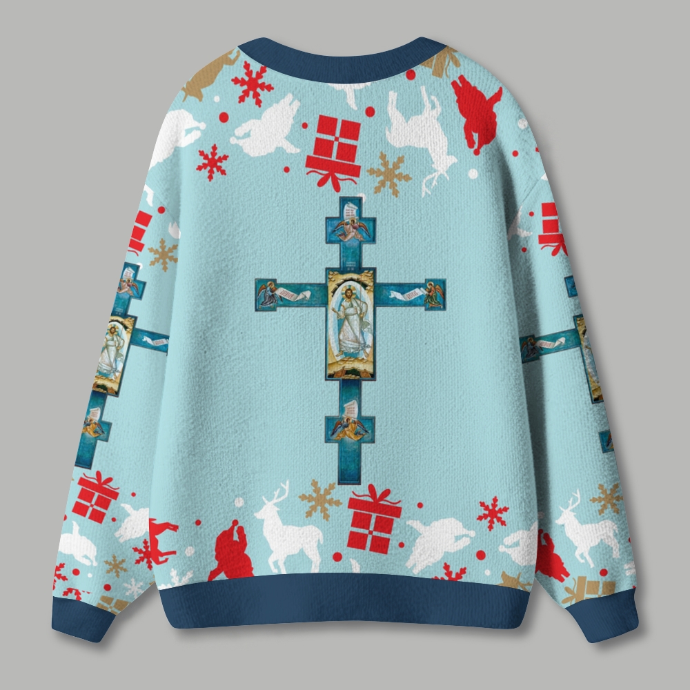 Orthodox Cross Ugly Cardigan Sweater