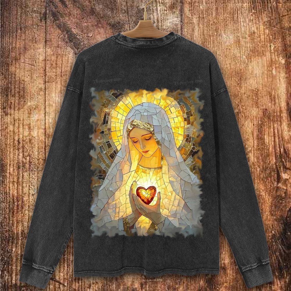 Sacred Heart Of Mary Christian Washed Sweatshirt
