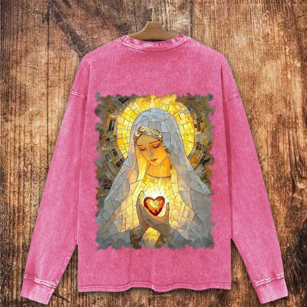 Sacred Heart Of Mary Christian Washed Sweatshirt