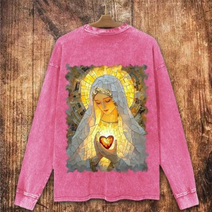 Sacred Heart Of Mary Christian Washed Sweatshirt
