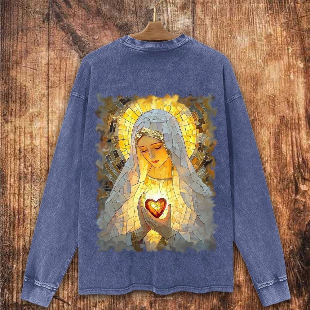 Sacred Heart Of Mary Christian Washed Sweatshirt