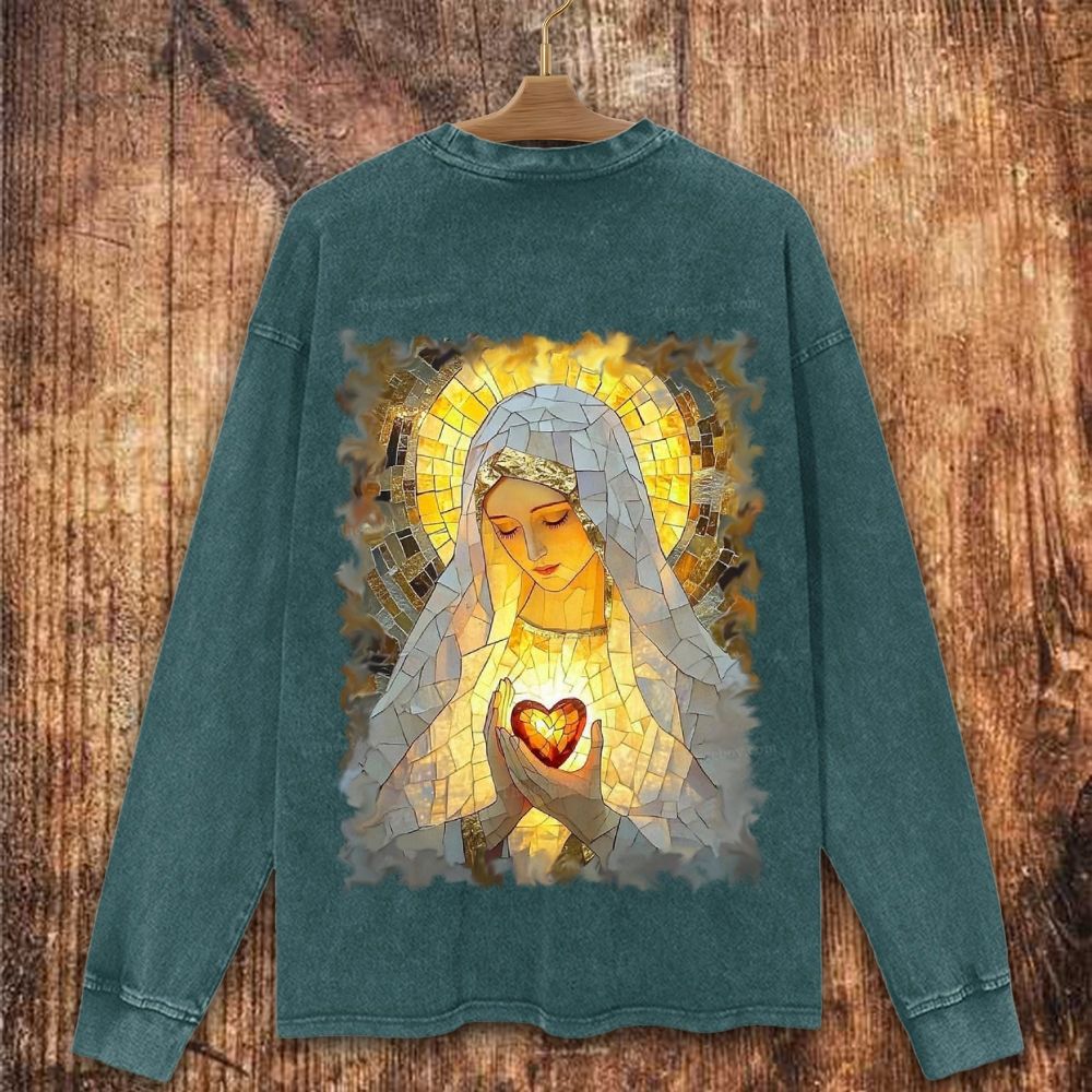 Sacred Heart Of Mary Christian Washed Sweatshirt