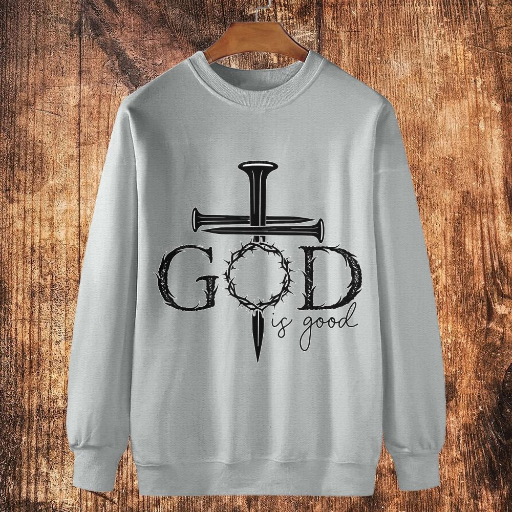 God Is Good Cotton Crewneck Sweatshirt