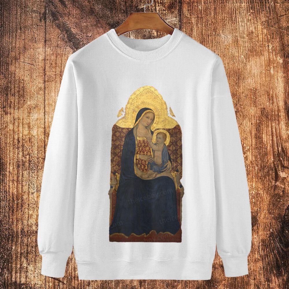 Golden Radiance Blessed Mother Cotton Crewneck Sweatshirt