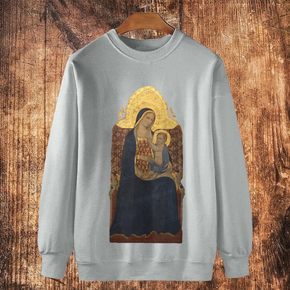 Golden Radiance Blessed Mother Cotton Crewneck Sweatshirt