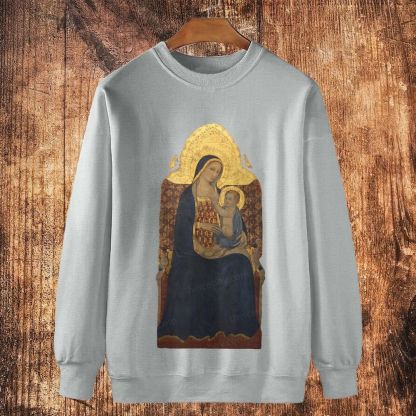 Golden Radiance Blessed Mother Cotton Crewneck Sweatshirt