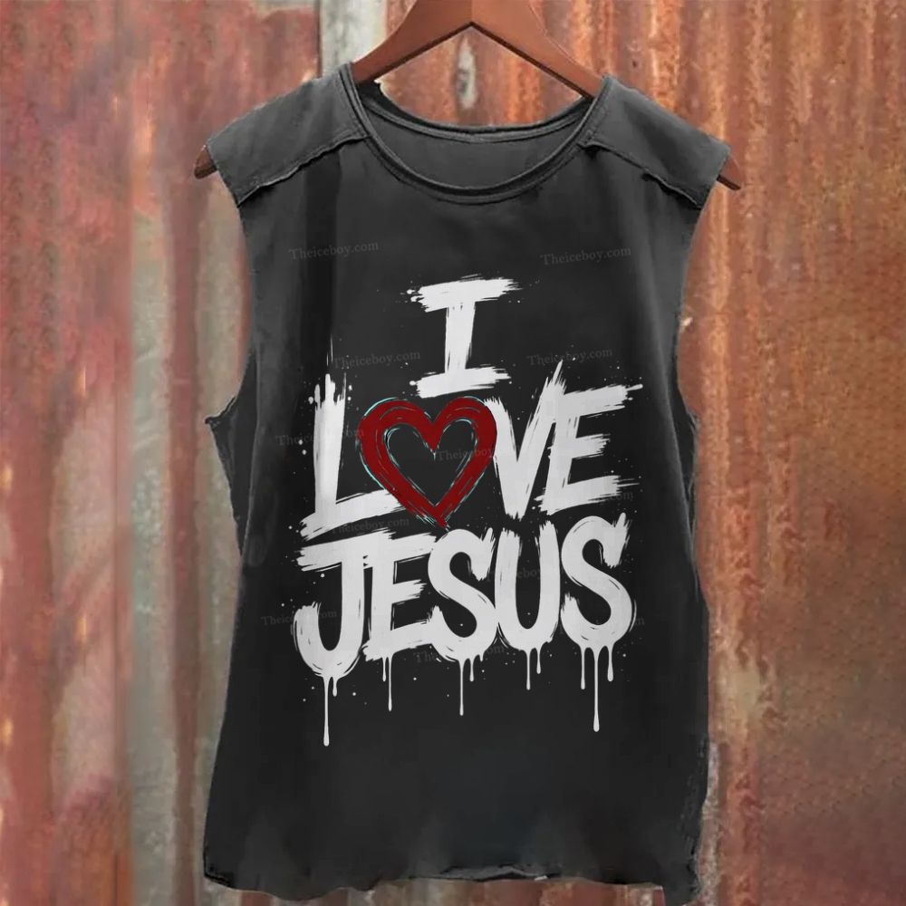 I Love Jesus Washed Tank Top