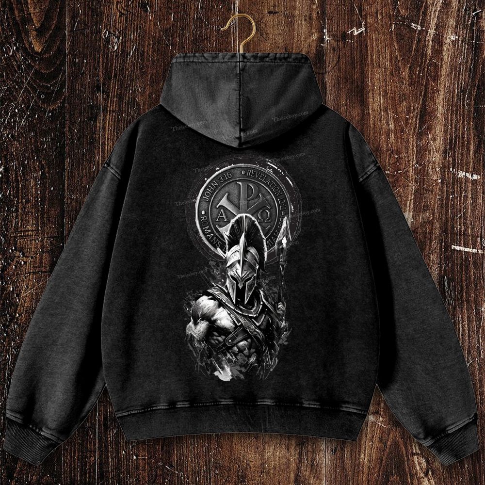 Faith Spartan Christian Washed Hoodie