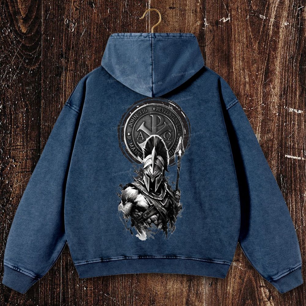 Faith Spartan Christian Washed Hoodie