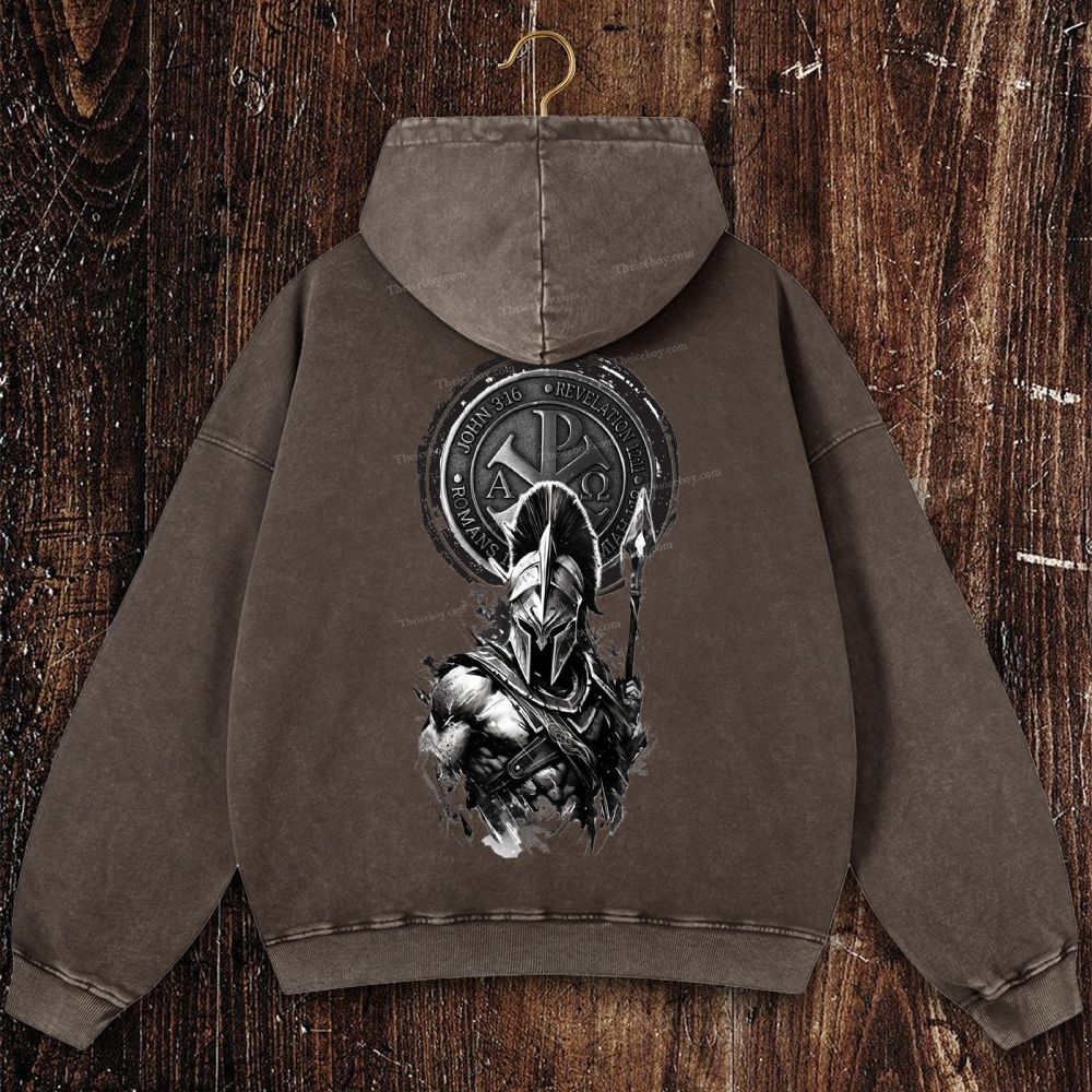 Faith Spartan Christian Washed Hoodie