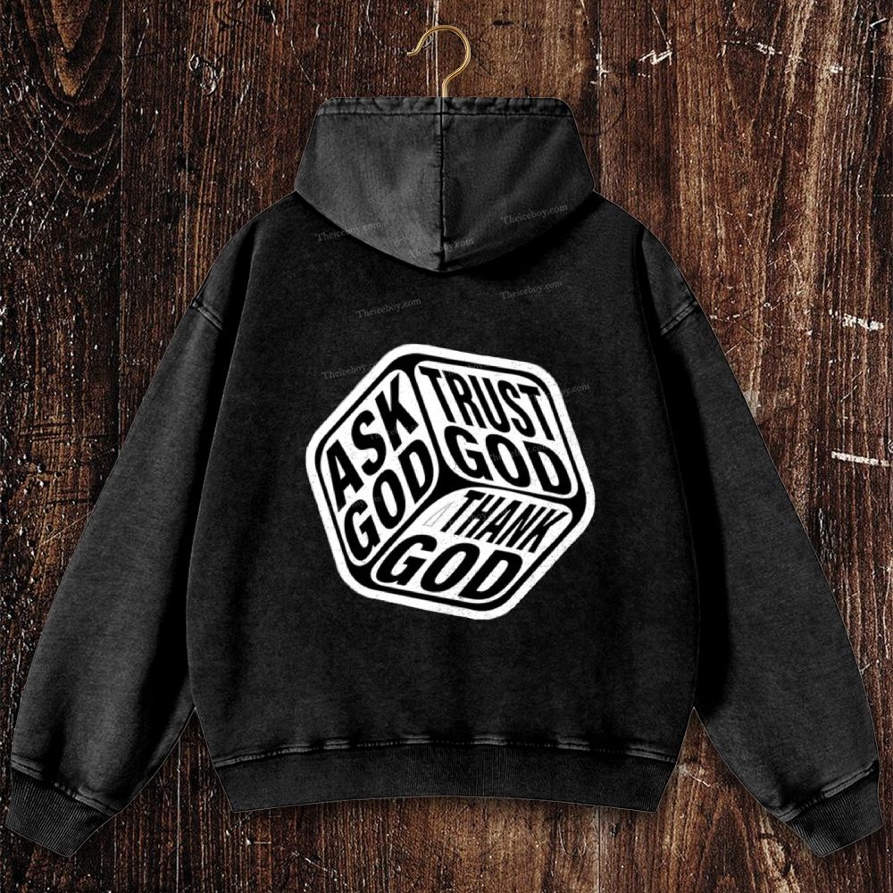Triple Faith Of God Christian Washed Hoodie