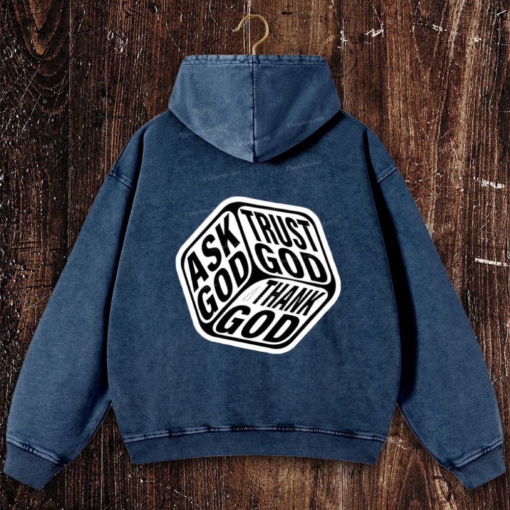 Triple Faith Of God Christian Washed Hoodie