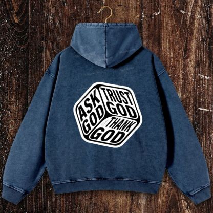 Triple Faith Of God Christian Washed Hoodie