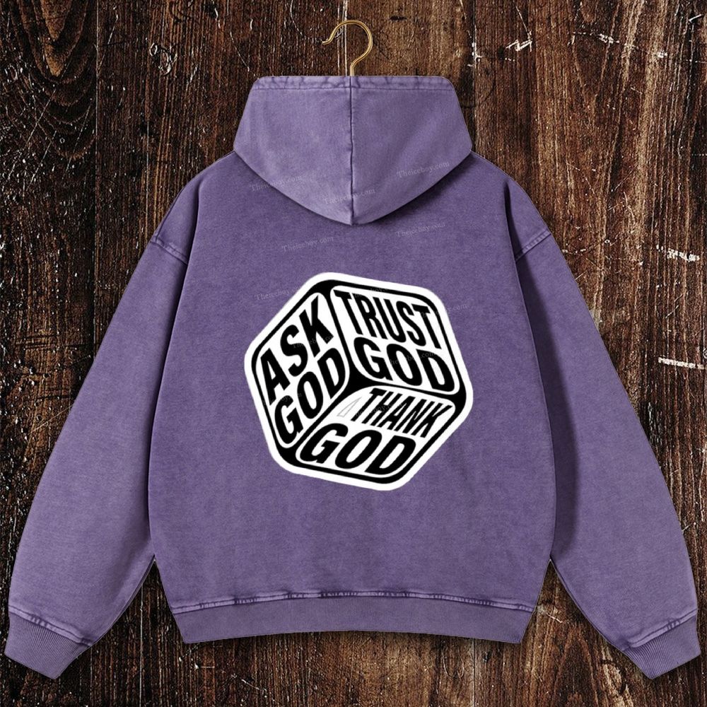 Triple Faith Of God Christian Washed Hoodie