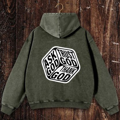 Triple Faith Of God Christian Washed Hoodie