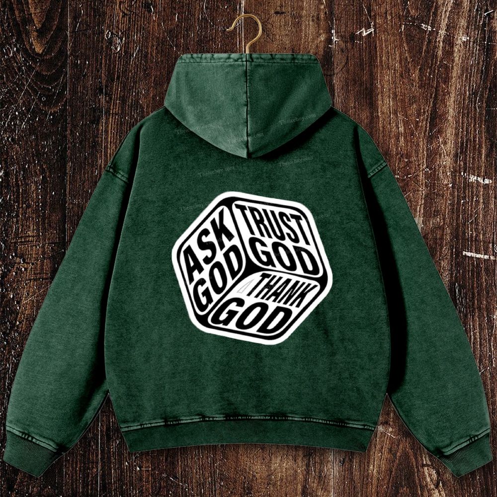 Triple Faith Of God Christian Washed Hoodie
