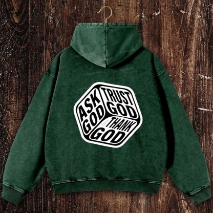 Triple Faith Of God Christian Washed Hoodie