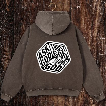 Triple Faith Of God Christian Washed Hoodie
