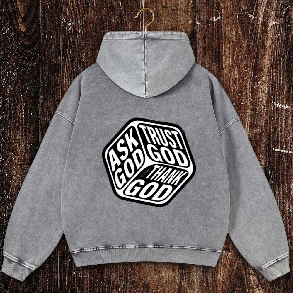 Triple Faith Of God Christian Washed Hoodie