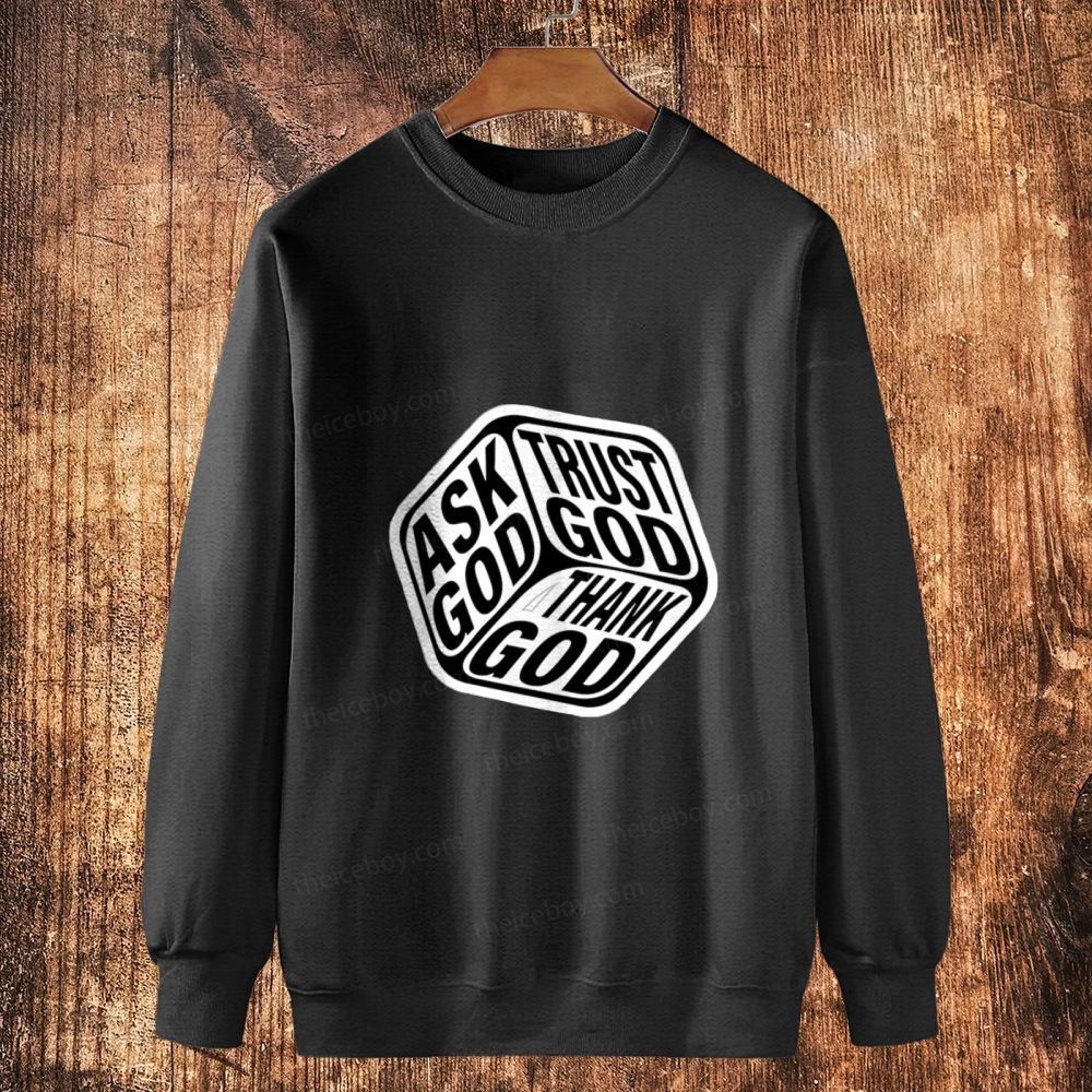 Triple Faith Of God Cotton Crewneck Sweatshirt