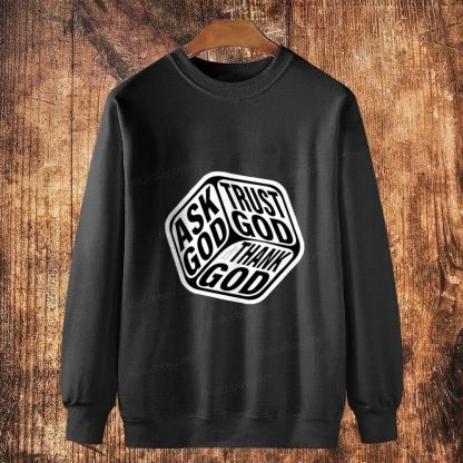 Triple Faith Of God Cotton Crewneck Sweatshirt