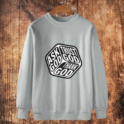 Triple Faith Of God Cotton Crewneck Sweatshirt