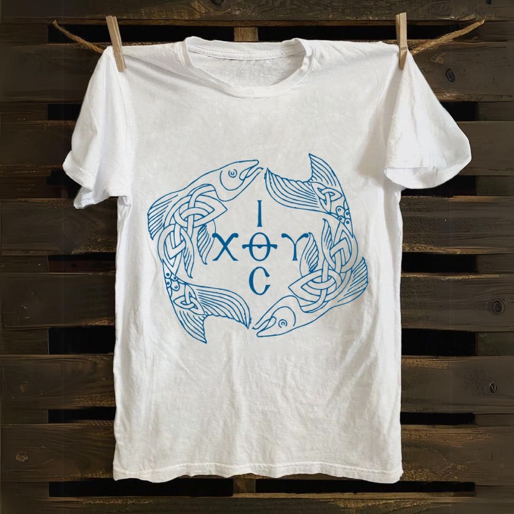 Celtic Ichthys Fish Cotton T-shirt