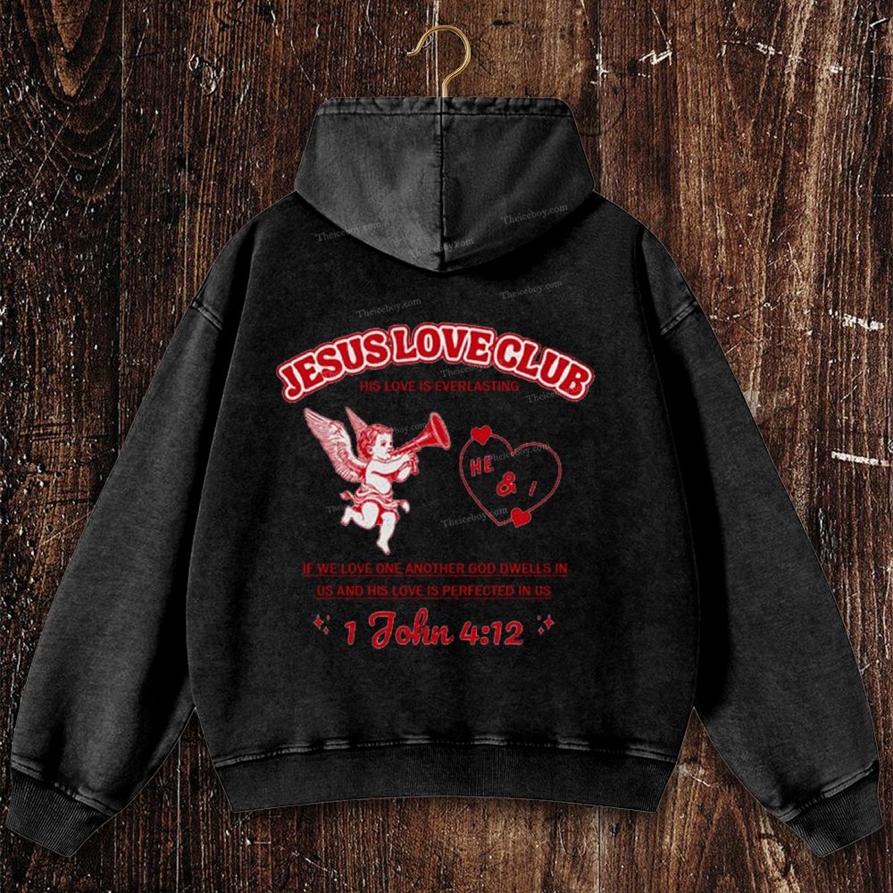 Jesus Love Club Christian Washed Hoodie