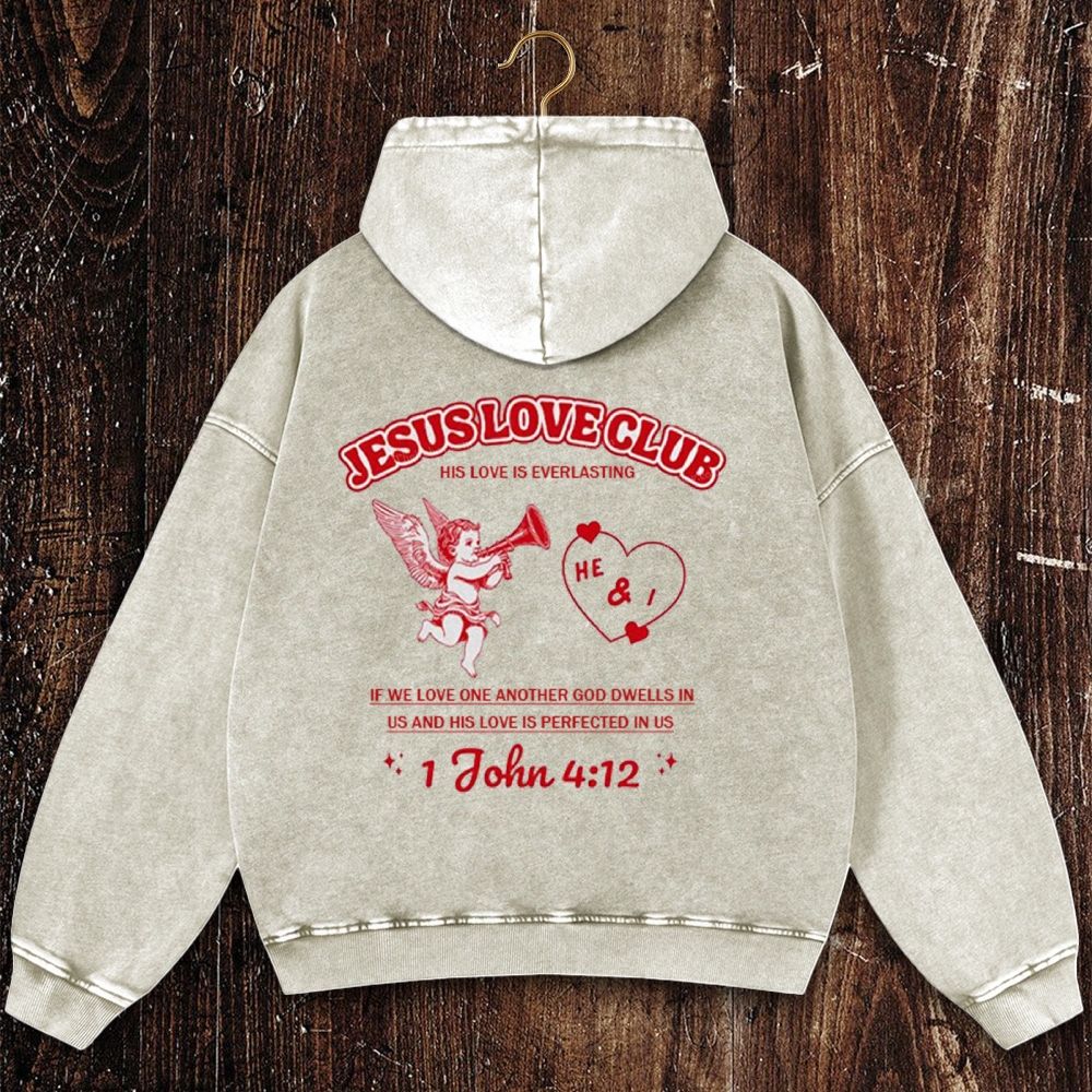 Jesus Love Club Christian Washed Hoodie