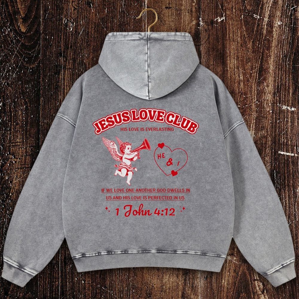 Jesus Love Club Christian Washed Hoodie