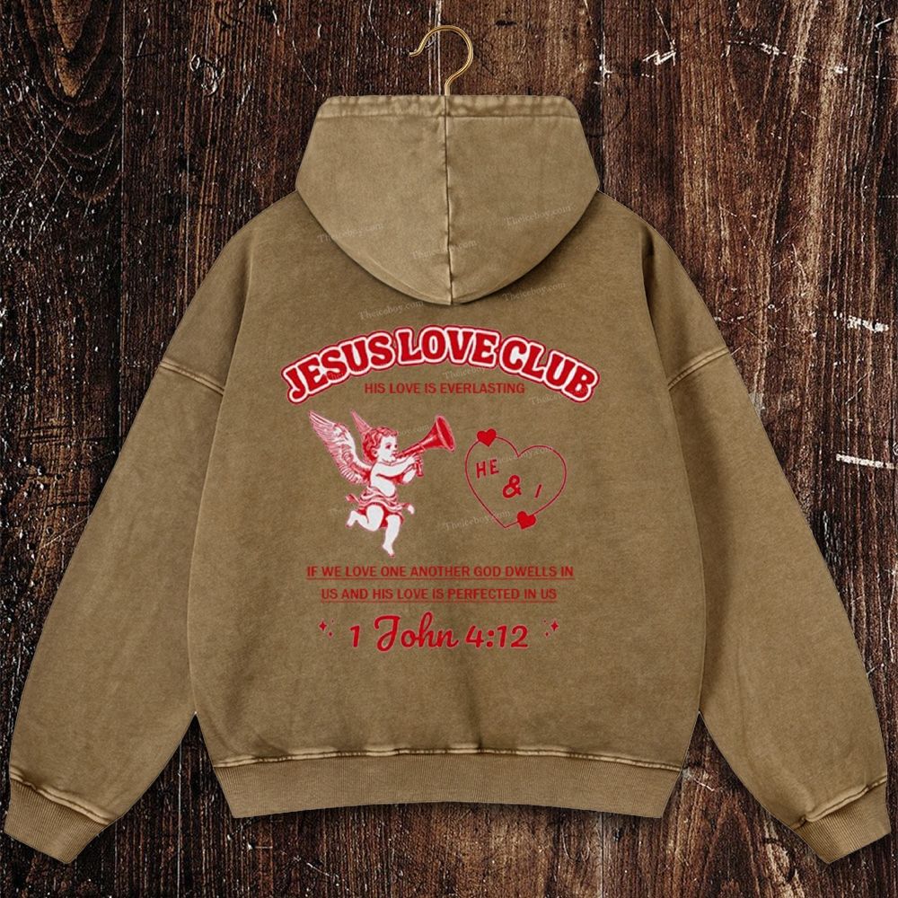 Jesus Love Club Christian Washed Hoodie