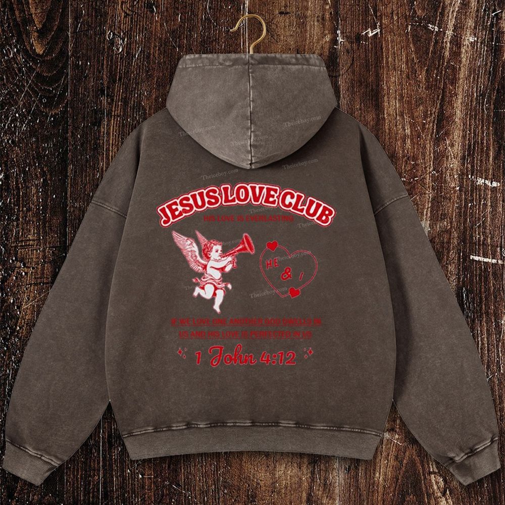 Jesus Love Club Christian Washed Hoodie