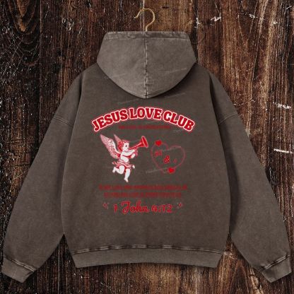 Jesus Love Club Christian Washed Hoodie