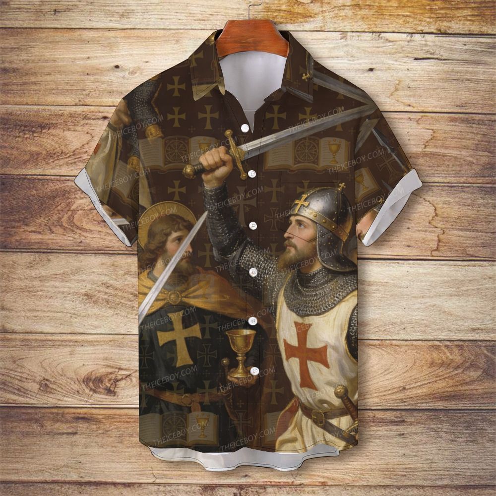 Knights Templar Men's Christian Vintage Soft Short-Sleeve Shirt