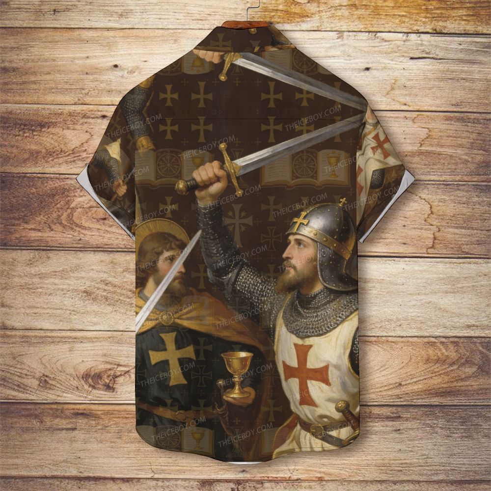 Knights Templar Men's Christian Vintage Soft Short-Sleeve Shirt
