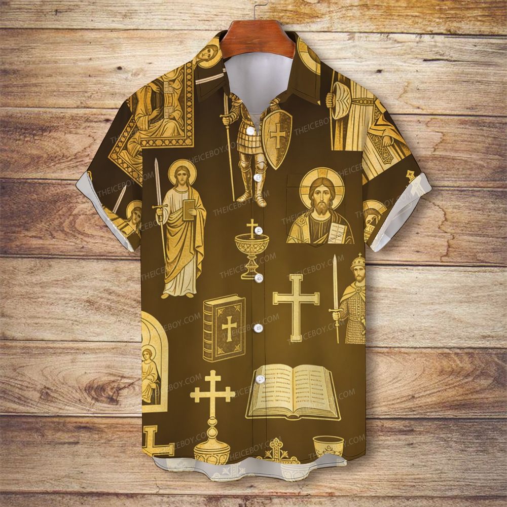Byzantine Christ Men's Christian Vintage Soft Short-Sleeve Shirt
