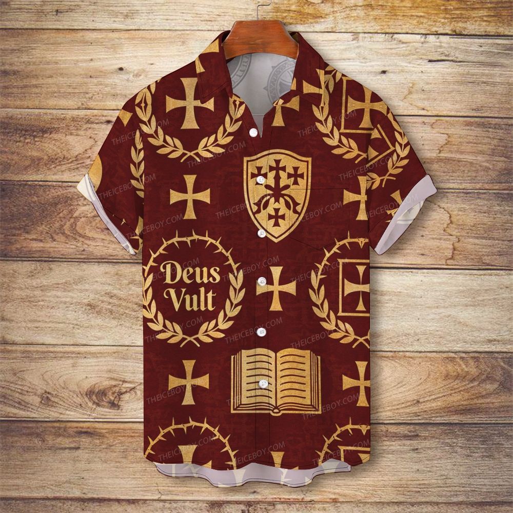 Deus Vult Men's Christian Vintage Soft Short-Sleeve Shirt