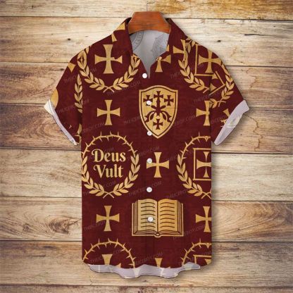 Deus Vult Men's Christian Vintage Soft Short-Sleeve Shirt