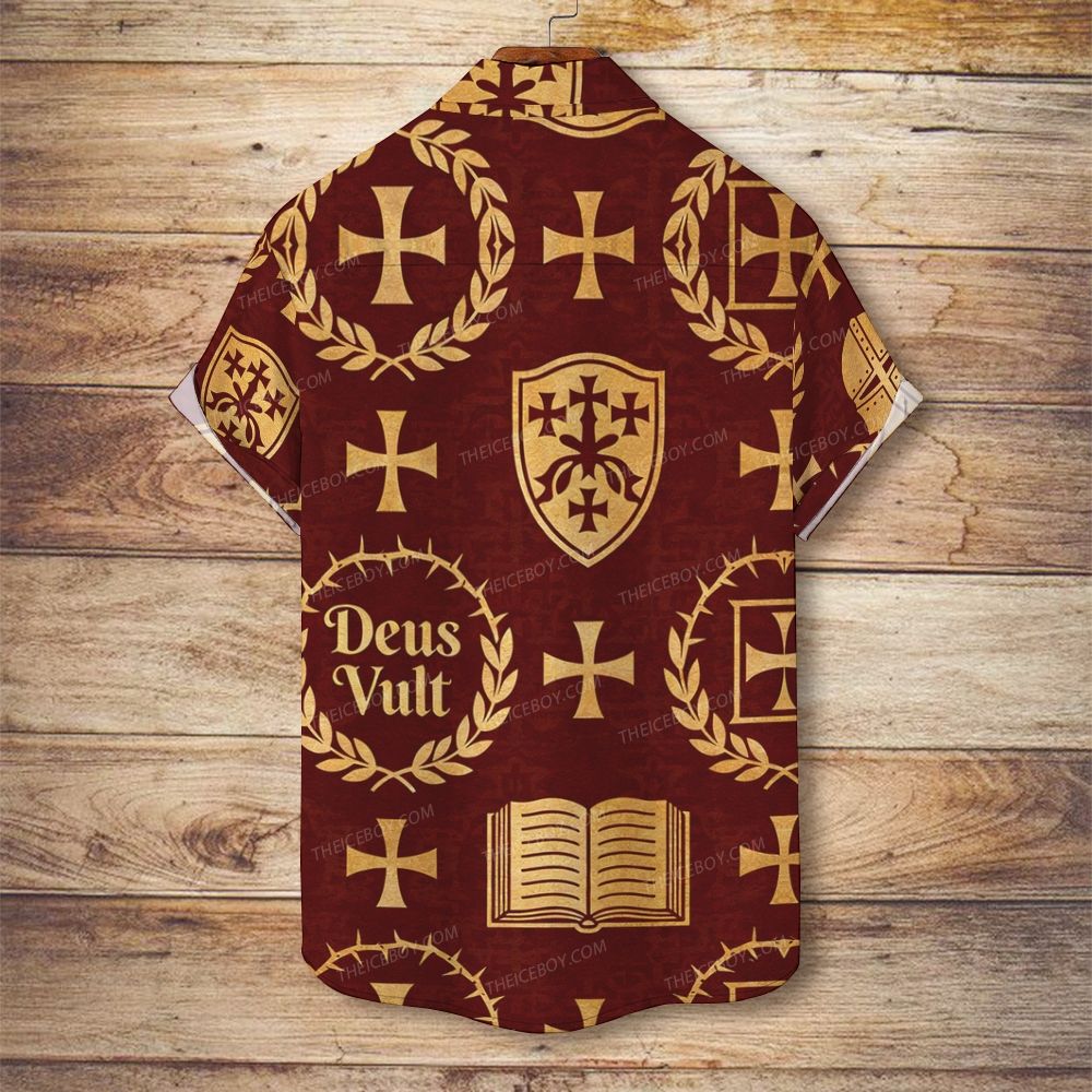 Deus Vult Men's Christian Vintage Soft Short-Sleeve Shirt