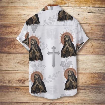 Stained Glass Madonna Men's Christian Vintage Soft Short-Sleeve Shirt