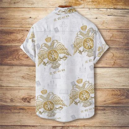 ICXCNIKA Orthodox Byzantine Eagle Men's Christian Vintage Soft Short-Sleeve Shirt