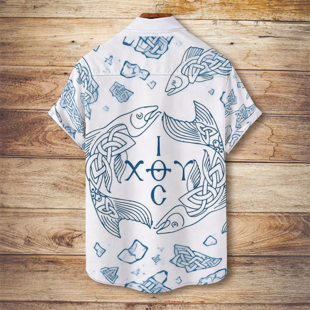 Fish of Faith Men's Christian Vintage Soft Short-Sleeve Shirt