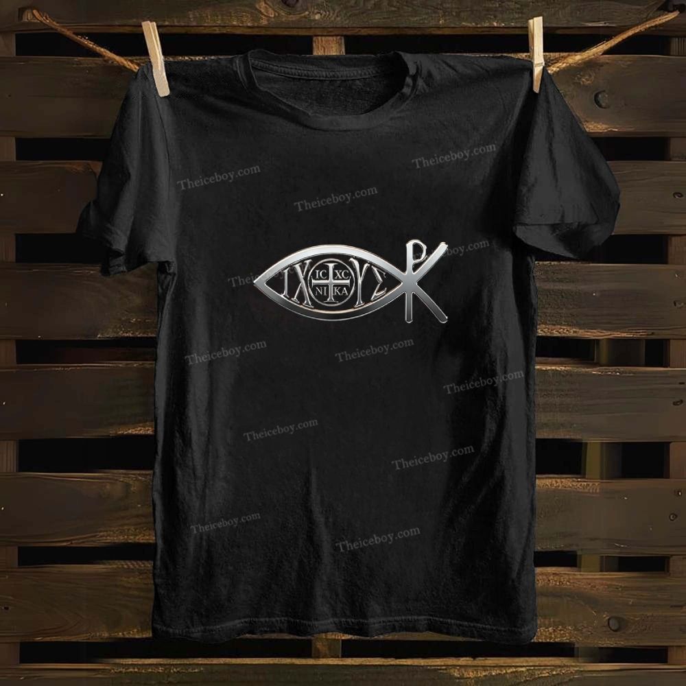Ichthys & Chi Rho Cotton T-shirt