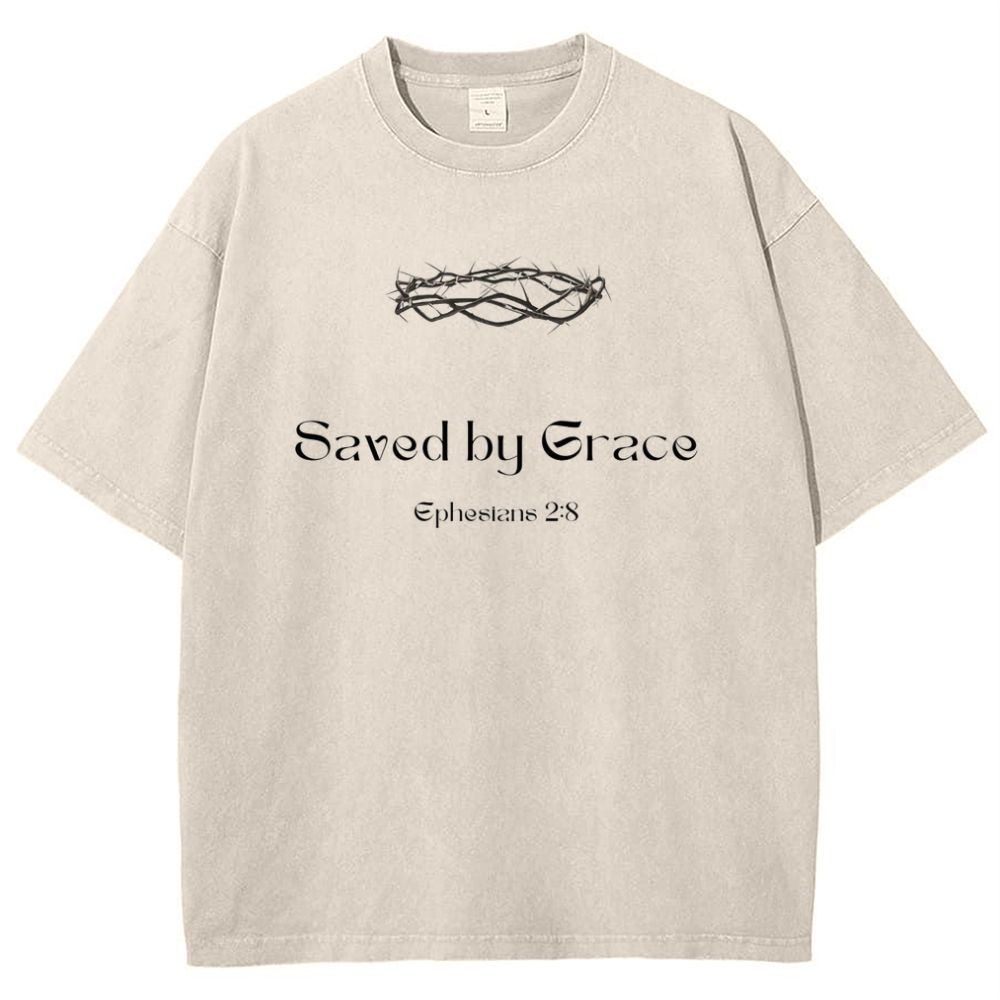 Saved By Grace Ephesians 2:8 Snowflake Vintage Cotton T-Shirt