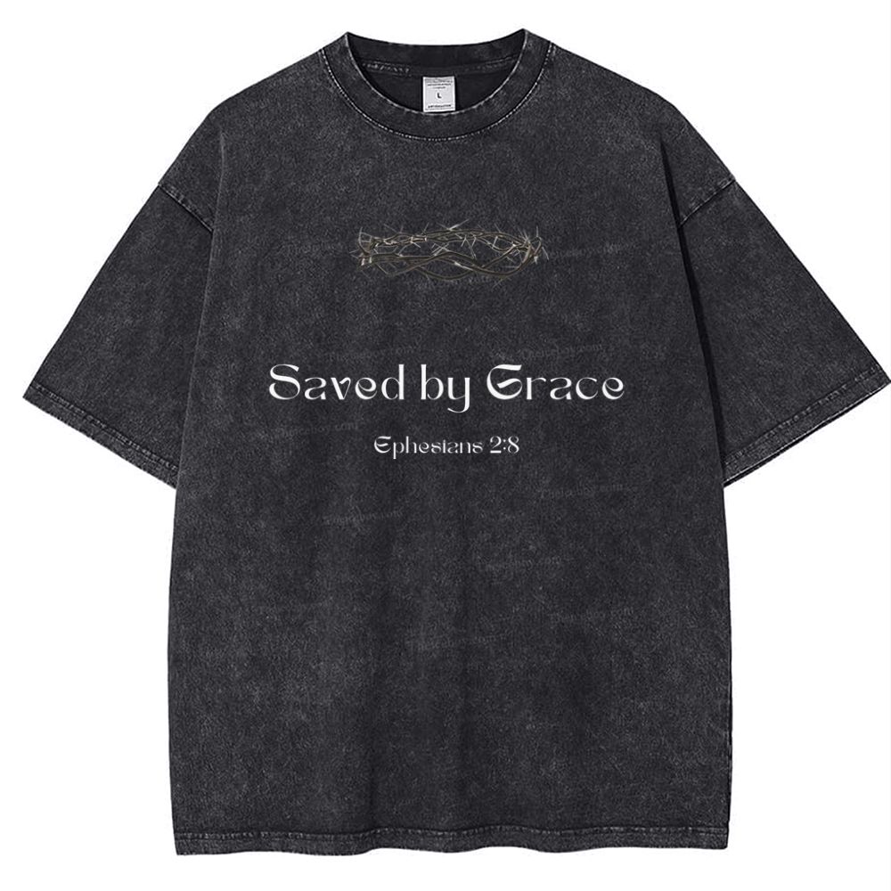 Saved By Grace Ephesians 2:8 Snowflake Vintage Cotton T-Shirt