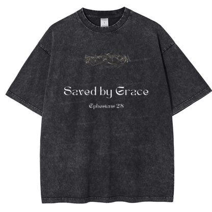 Saved By Grace Ephesians 2:8 Snowflake Vintage Cotton T-Shirt